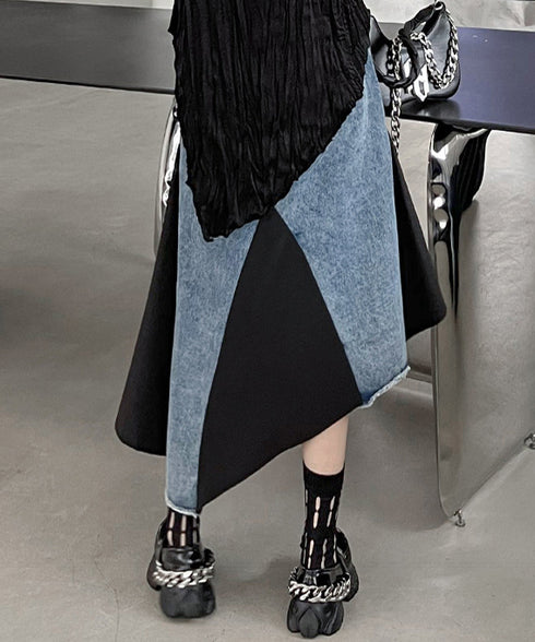 Layered Denim Mix Skirt